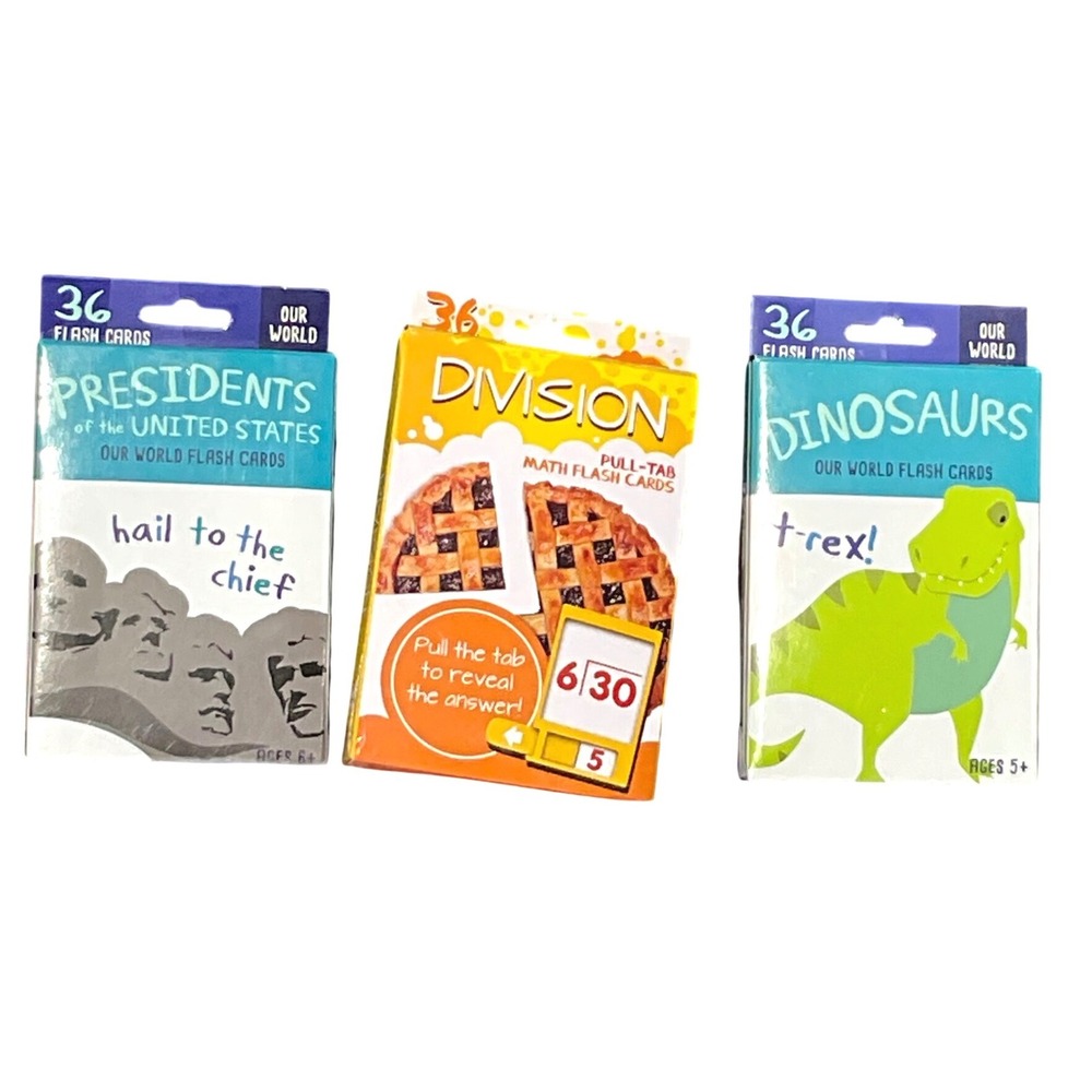 Bendon Flash Cards Bundle Presidents Dinosaurs Division Math Kids Learning Lot